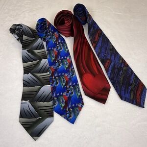 Lot of 4 J Garcia Silk‎ Neckties Abstract Art Limited Edition Men's Tie Bundle
